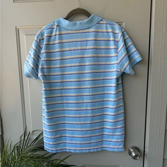 Brooks Brothers Men’s Large Performance Series Blue Yellow Stripe Polo Shirt - Picture 3 of 6